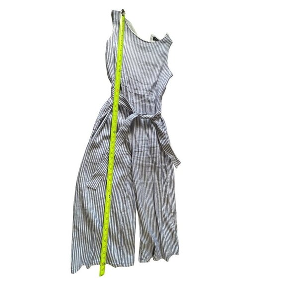 Tahari Womens Blue‎ & White Linen Blend Sleeveless JumpsuitBelt Sz 6 Boho Beachy - Picture 2 of 12